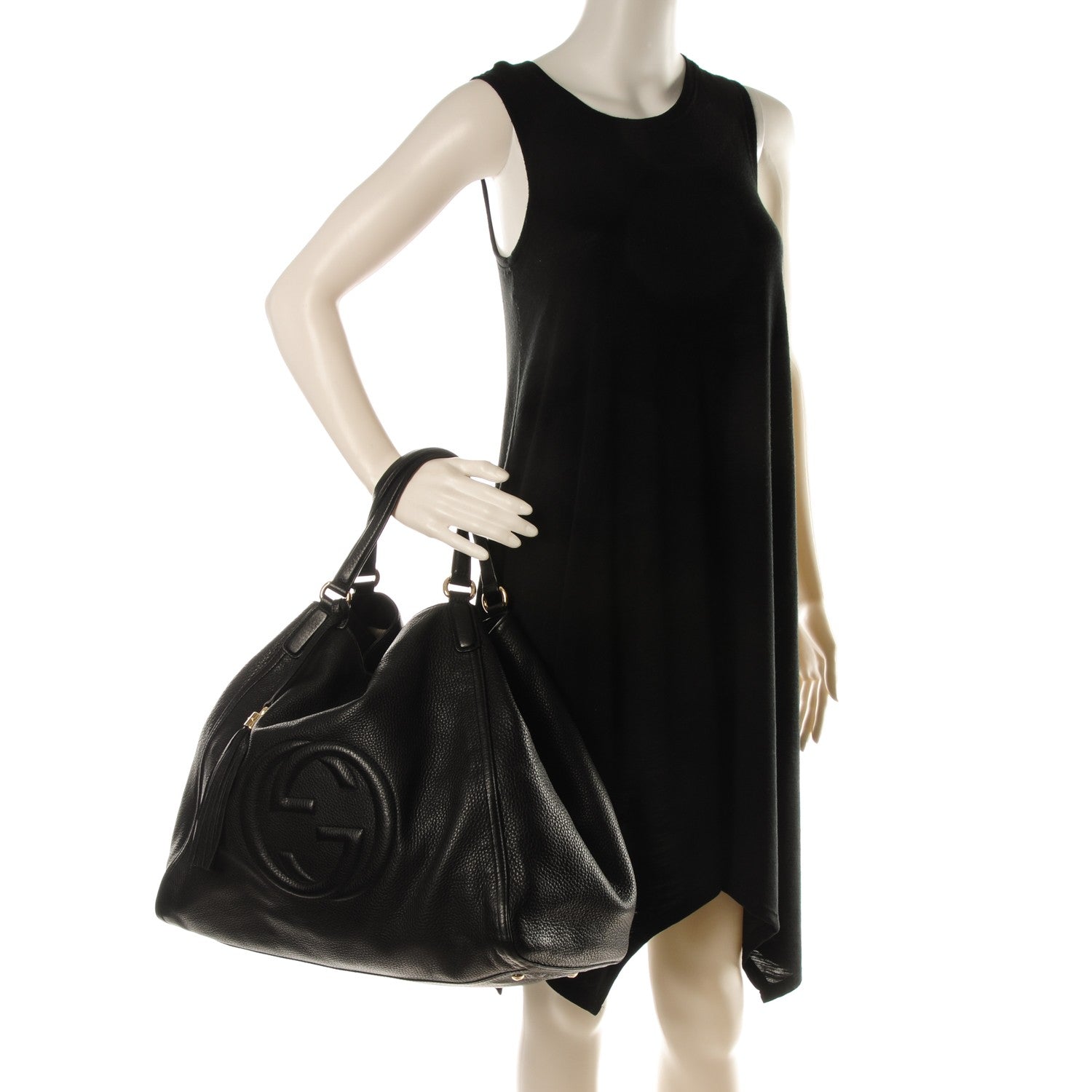 Gucci Pebbled Calfskin Large Soho Shoulder Bag Black 2 of 7