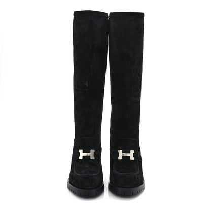 Hermes Suede Calfskin Folie 60 Boots 36.5 Black 2 of 6