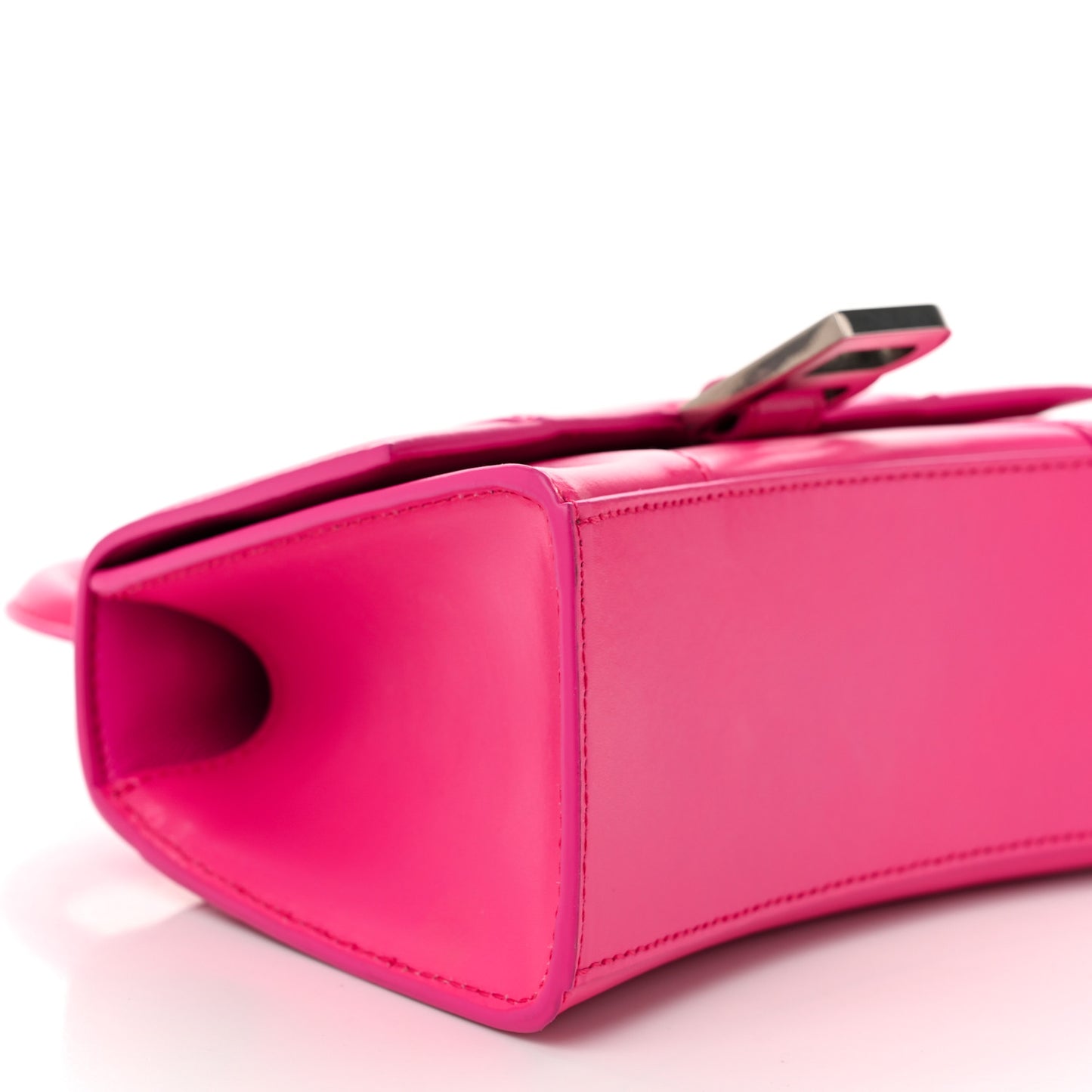 Shiny Box Calfskin Hourglass Top Handle Bag XS Acid Fuchsia