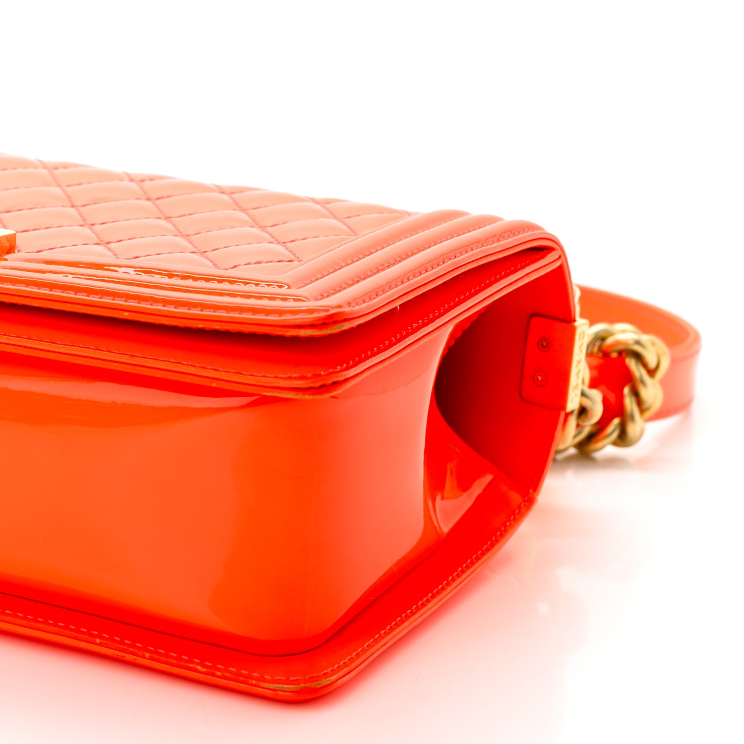 Chanel Patent Quilted Medium Boy Flap Orange 9 of 10
