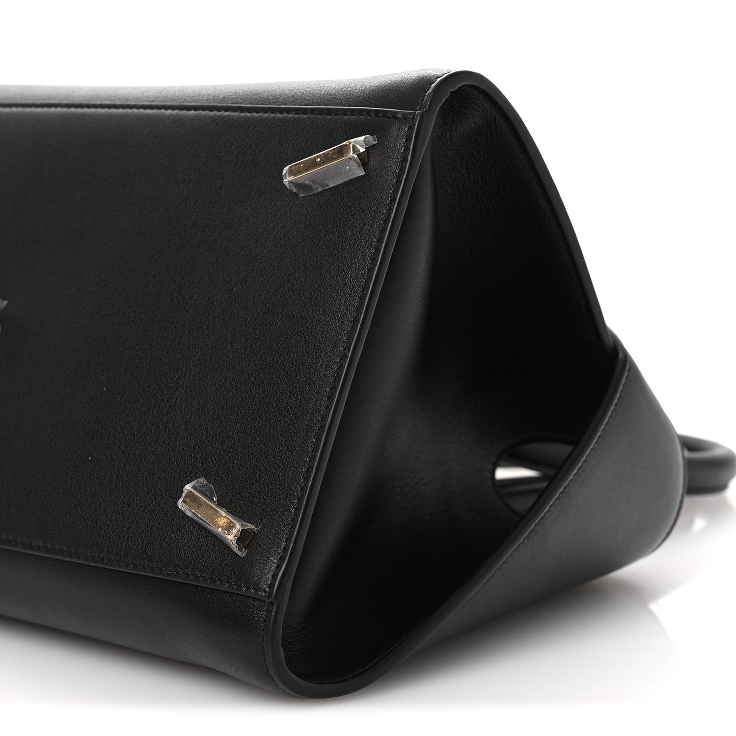 Calfskin Medium Hug Soft Bicolor Shoulder Bag Black Flame Red
