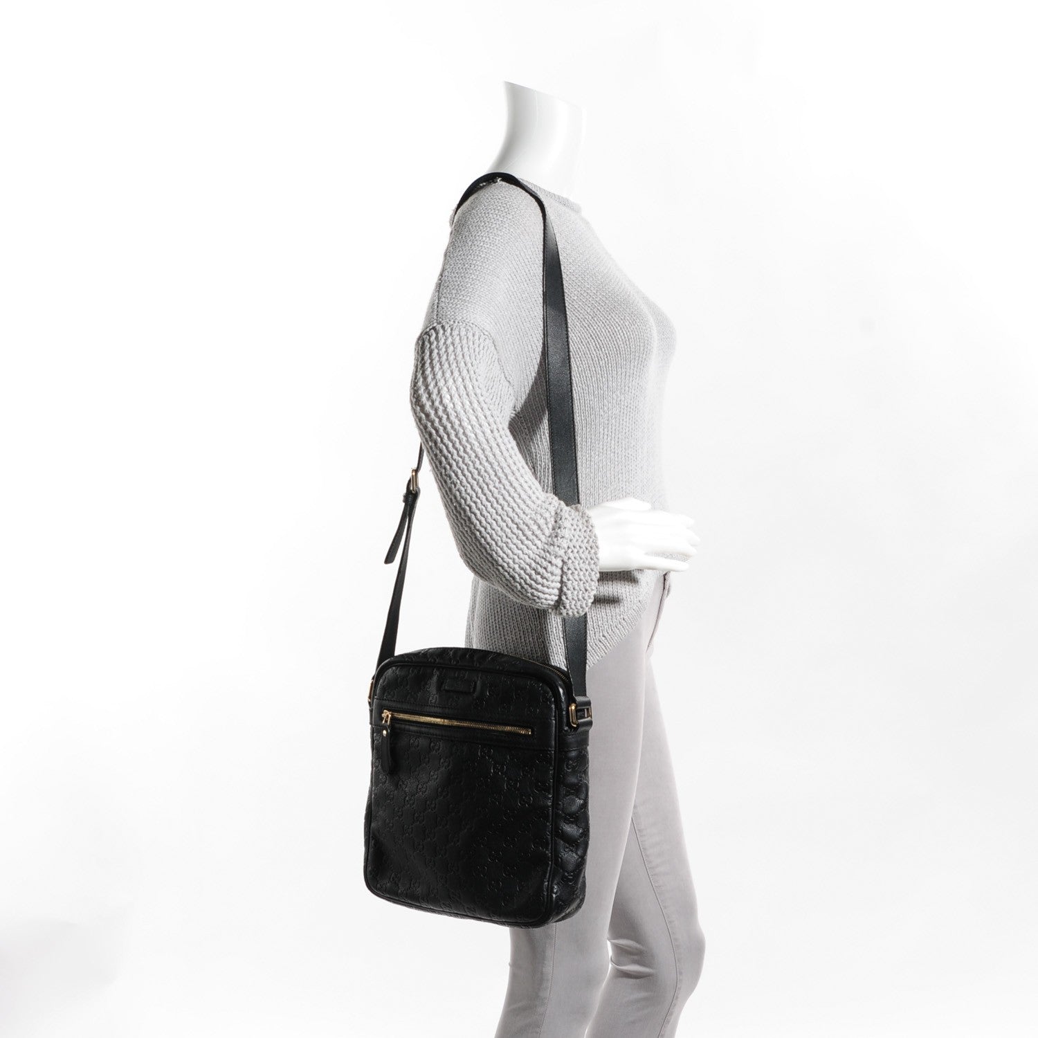 Gucci Guccissima Medium Shoulder Bag Black 2 of 7