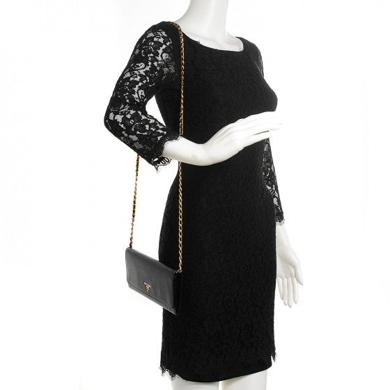 Saffiano Metal Oro Chain Wallet Nero Black