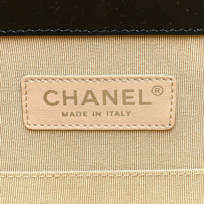 Chanel Glazed Calfskin Raffia Vanity Case Bag Black Beige 6 of 10