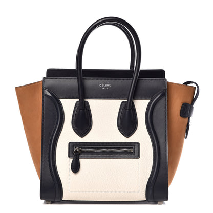 Celine Baby Grained Calfskin Nubuck Micro Tri-Color Luggage White 1 of 12