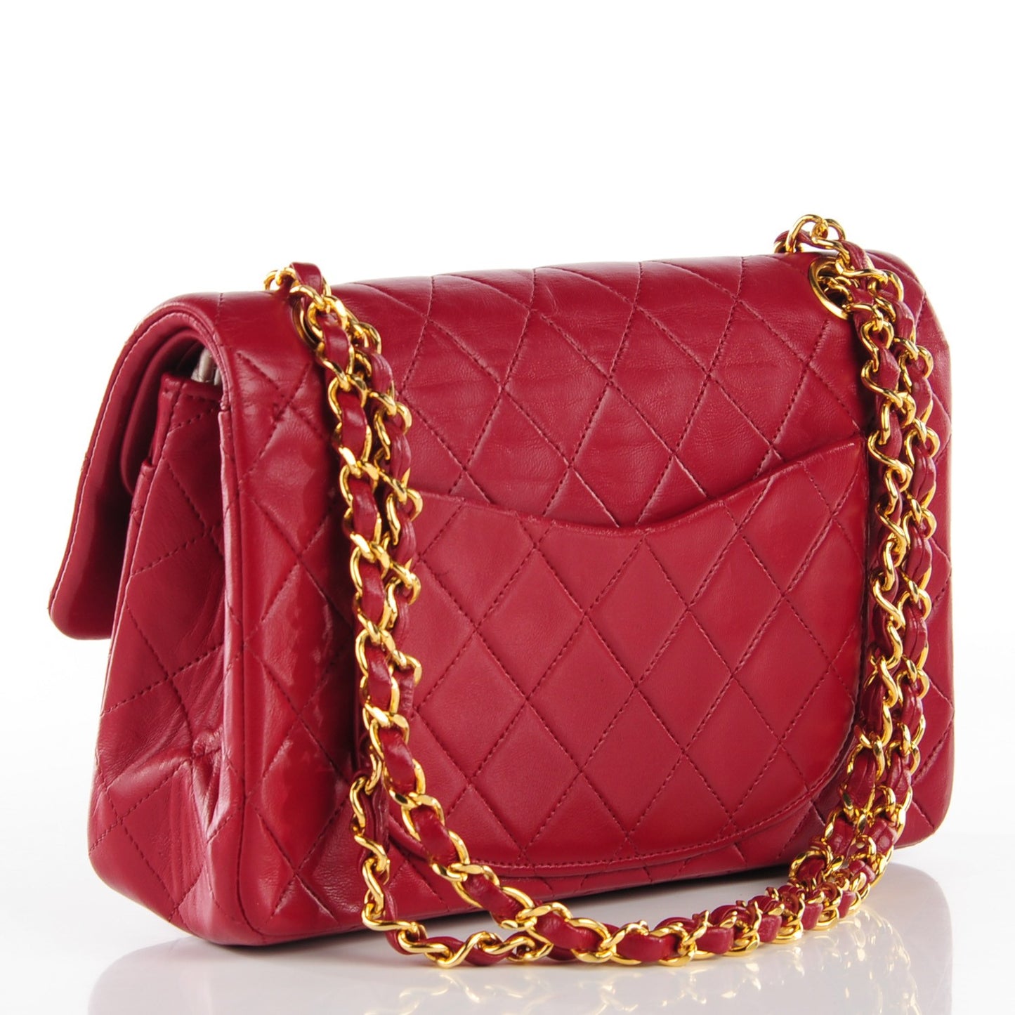 Lambskin Quilted Small Double Flap Red