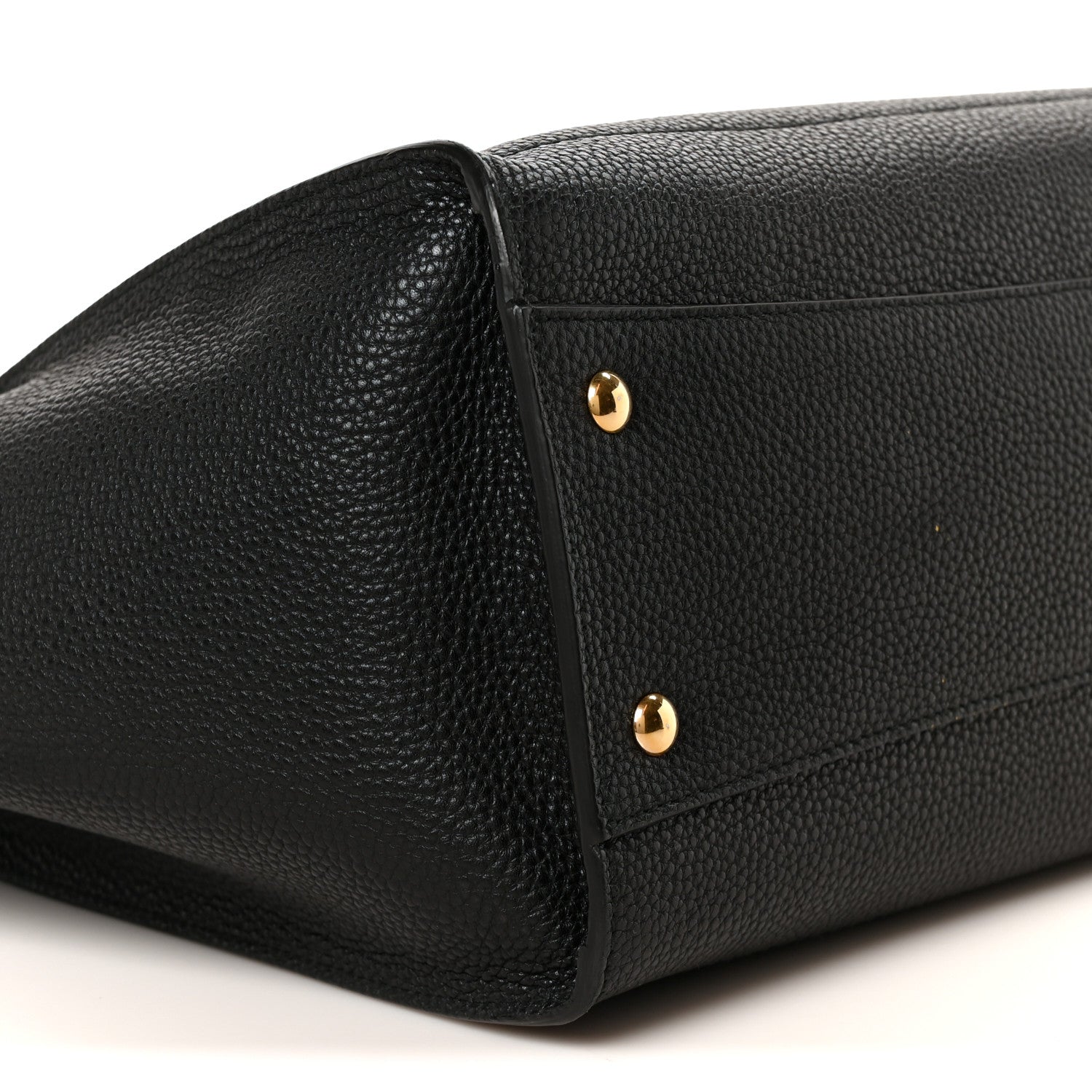 Salvatore Ferragamo Hammered Calfskin Double Handle Medium Amy Tote Black 10 of 11