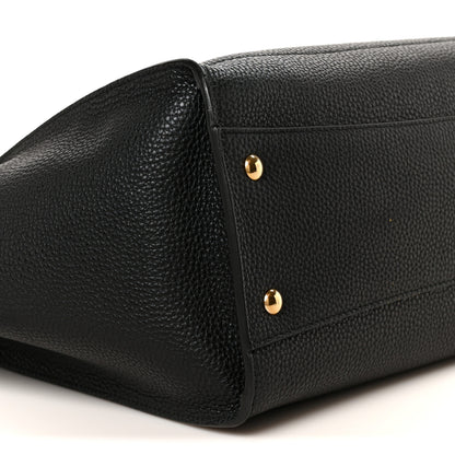 Salvatore Ferragamo Hammered Calfskin Double Handle Medium Amy Tote Black 10 of 11