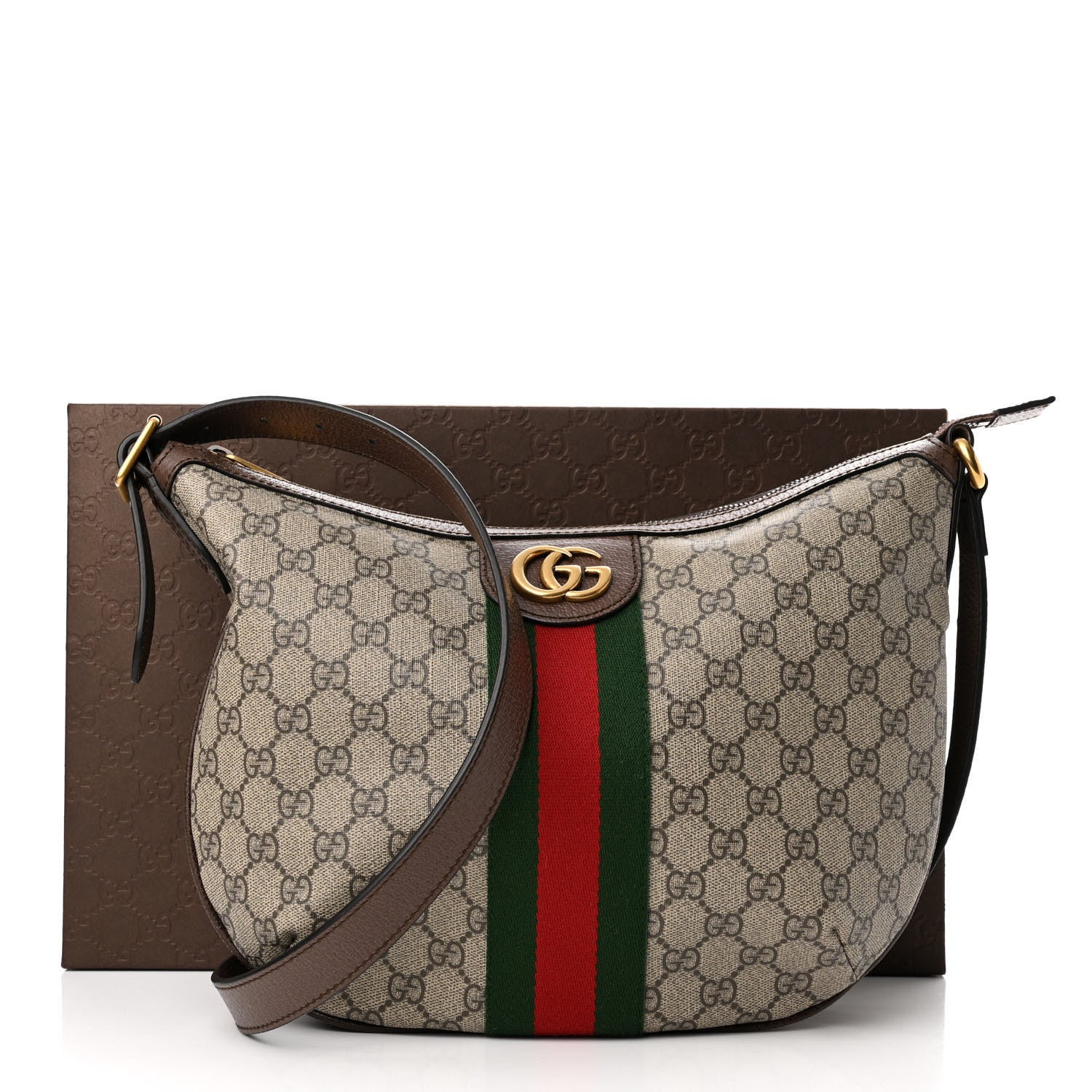Gucci GG Supreme Monogram Web Small Ophidia Half Moon Hobo Brown 11 of 11