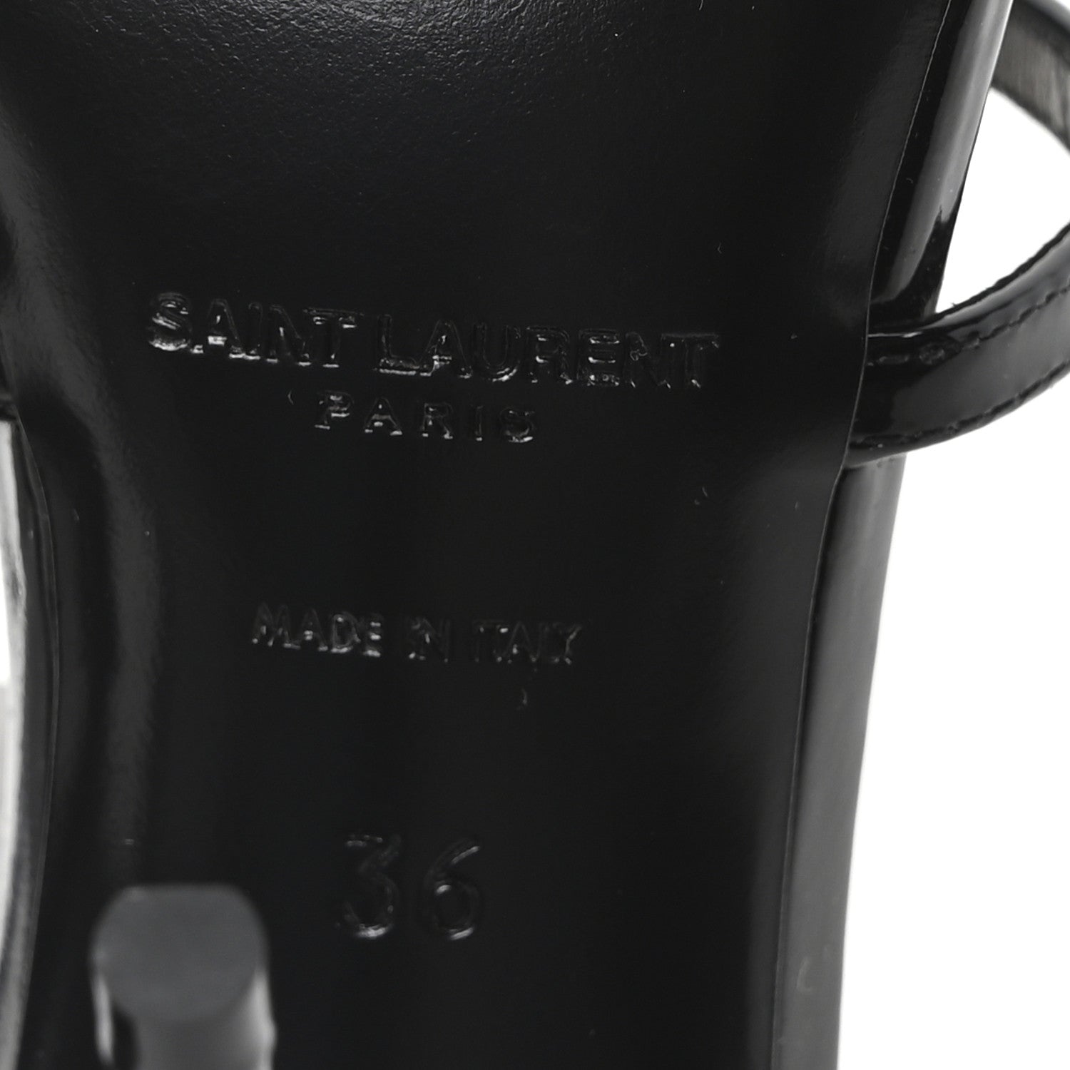 Saint Laurent Patent Cassandra 100 Ankle Strap Sandals 36 Black 7 of 9