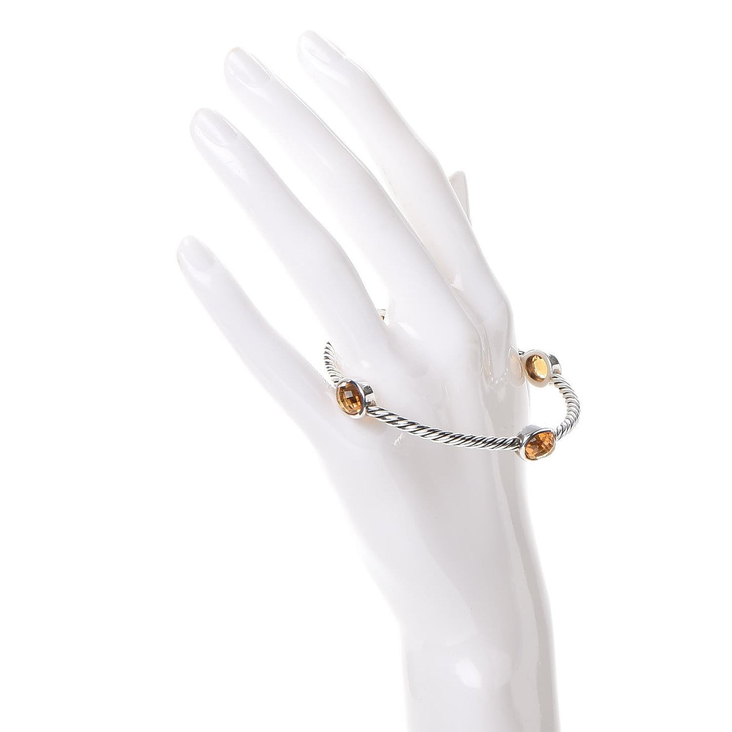 Sterling Silver Citrine Cable Station Bangle