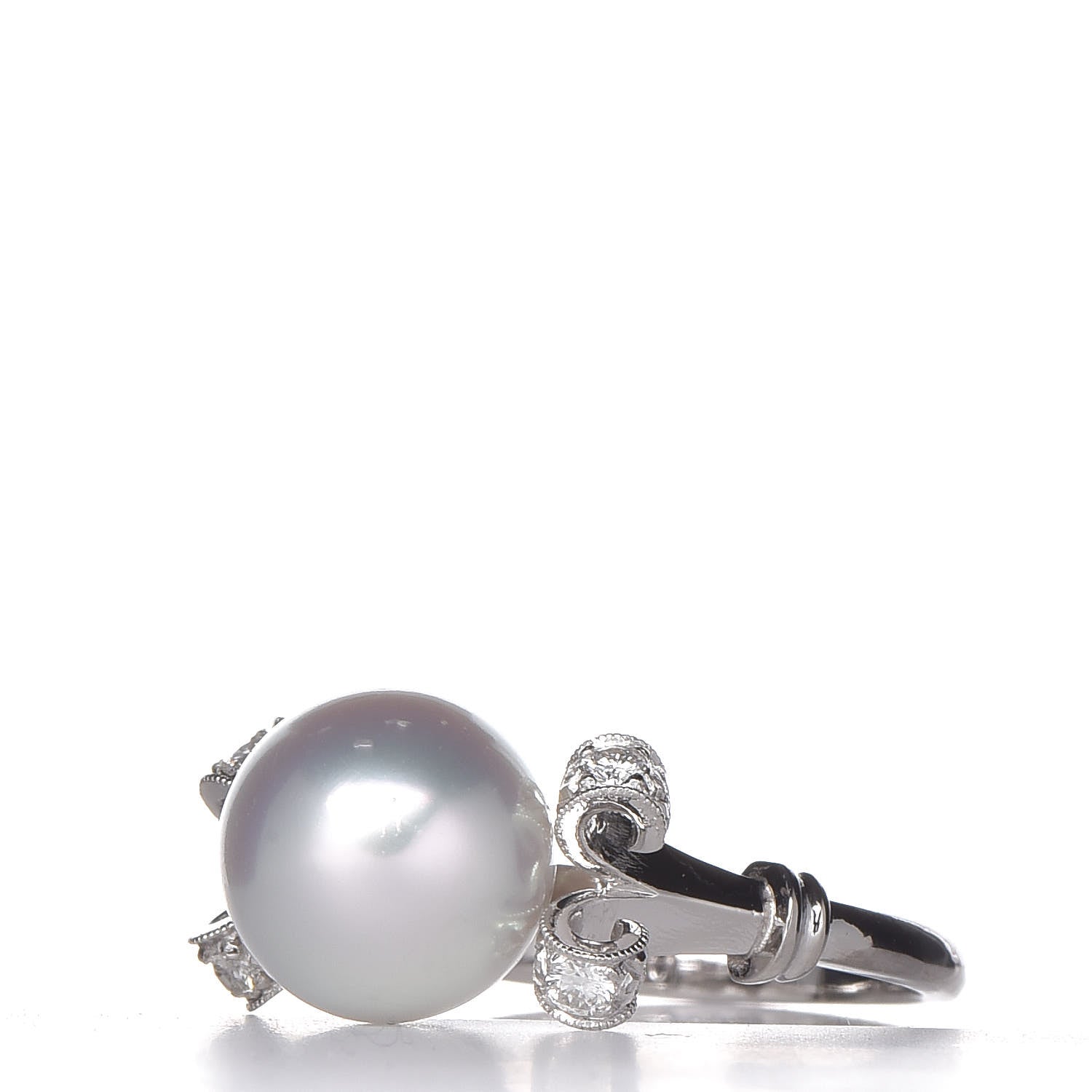 Mikimoto Platinum Diamond Akoya Pearl Ring 49 5 3 of 5