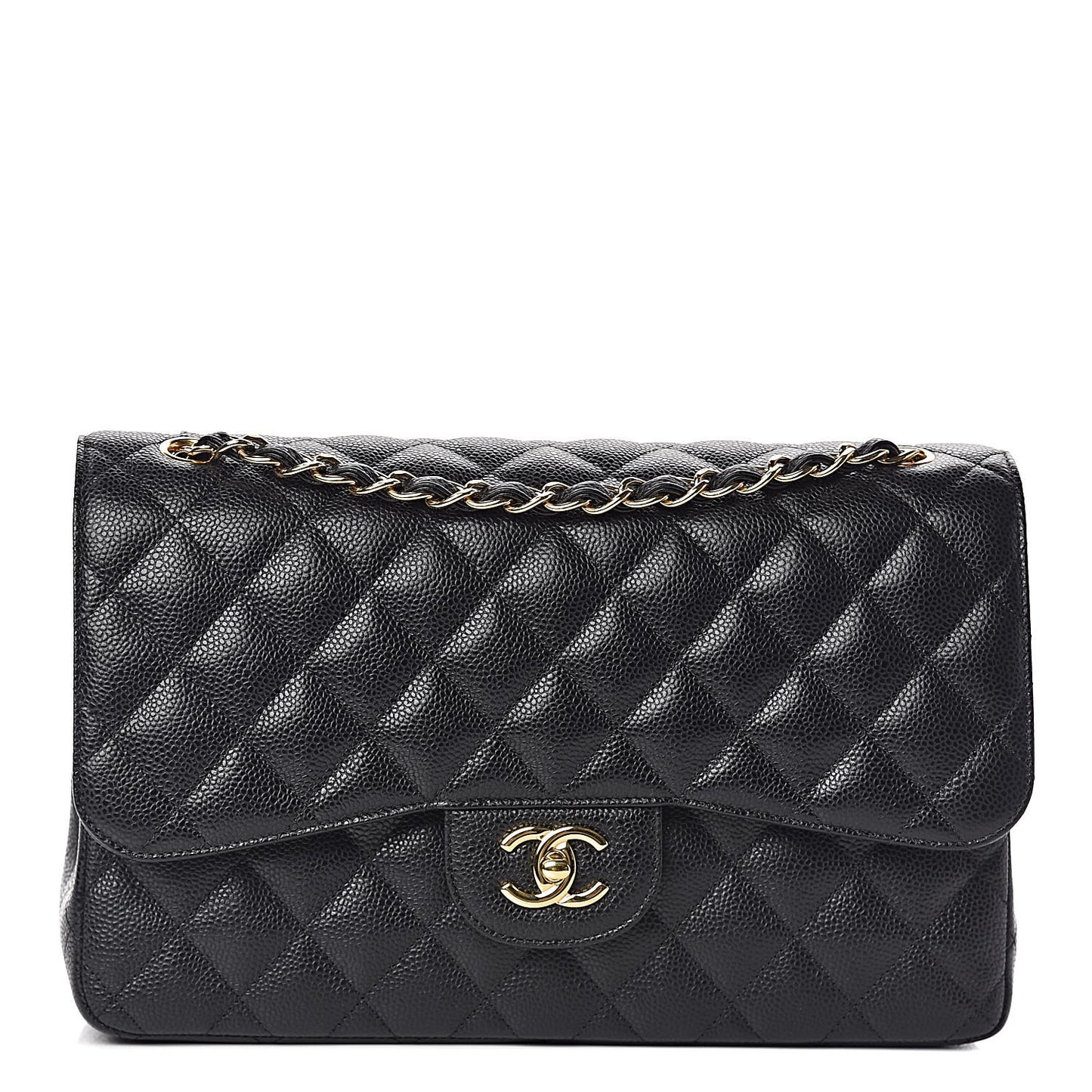 Caviar Quilted Jumbo Double Flap Black