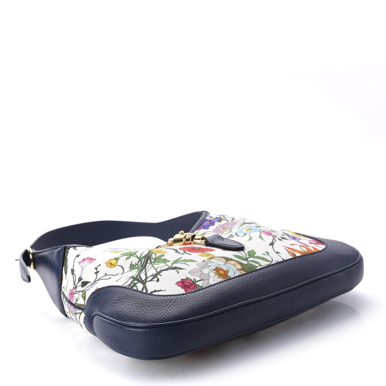 Gucci Canvas Flora Medium Jackie Hobo Blue Agata 4 of 10