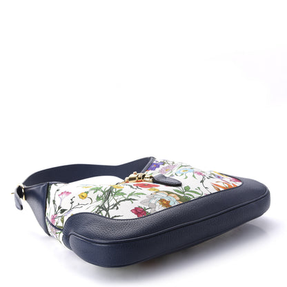 Gucci Canvas Flora Medium Jackie Hobo Blue Agata 4 of 10
