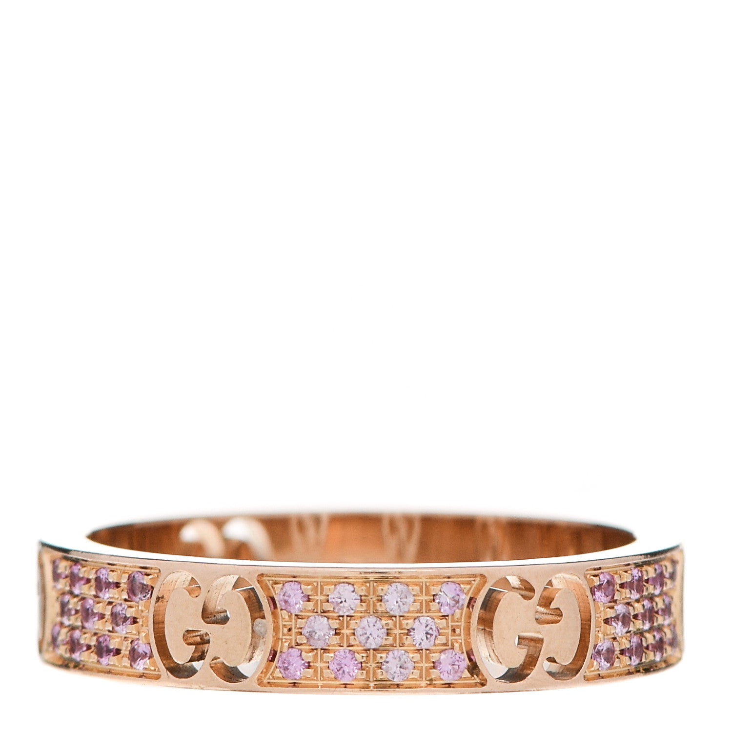 Gucci 18K Rose Gold Pink Sapphire Icon Stardust Thin Band Ring 55 7.25 3 of 5