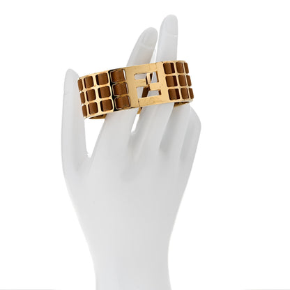 Fendi Metal Nappa Fendista Bracelet Gold Brown 2 of 5