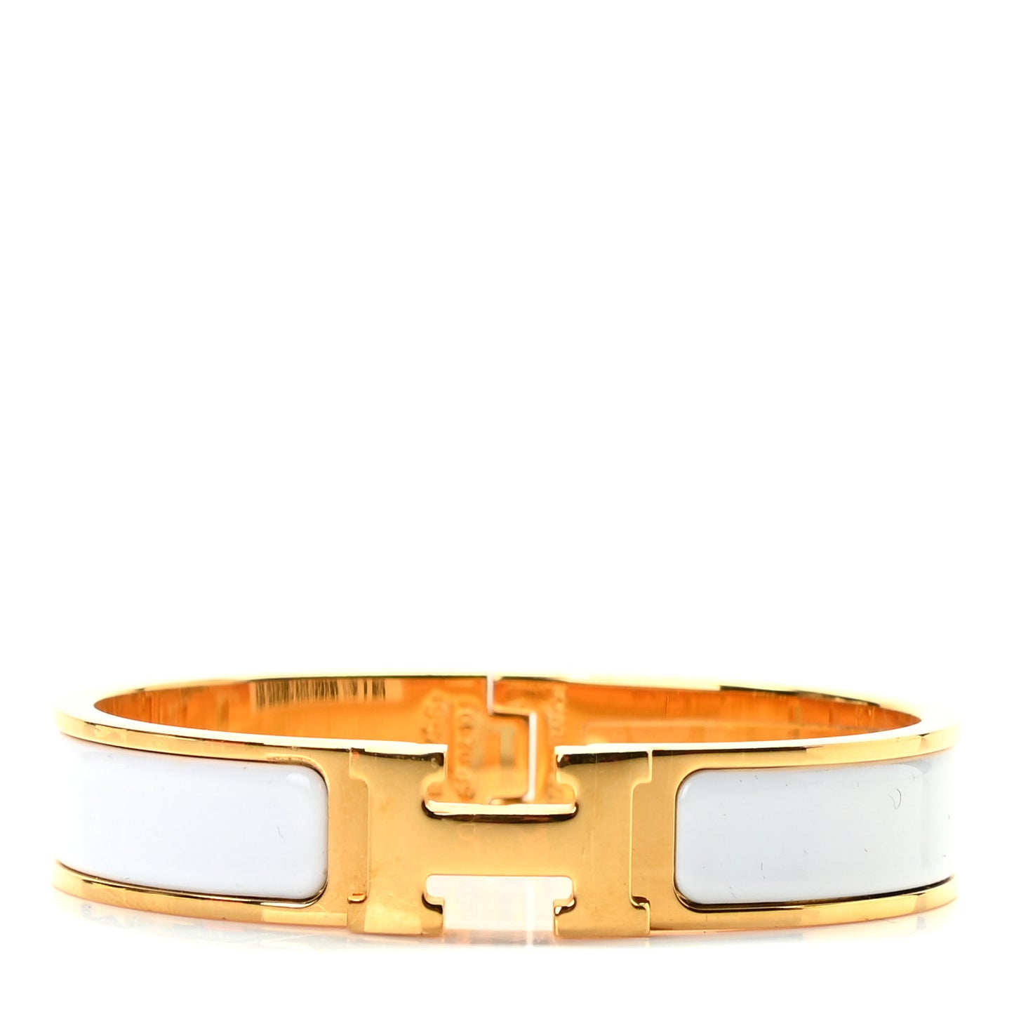 Enamel Narrow Clic Clac H Bracelet PM White