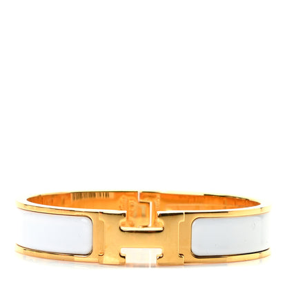 Hermes Enamel Narrow Clic Clac H Bracelet PM White 1 of 5