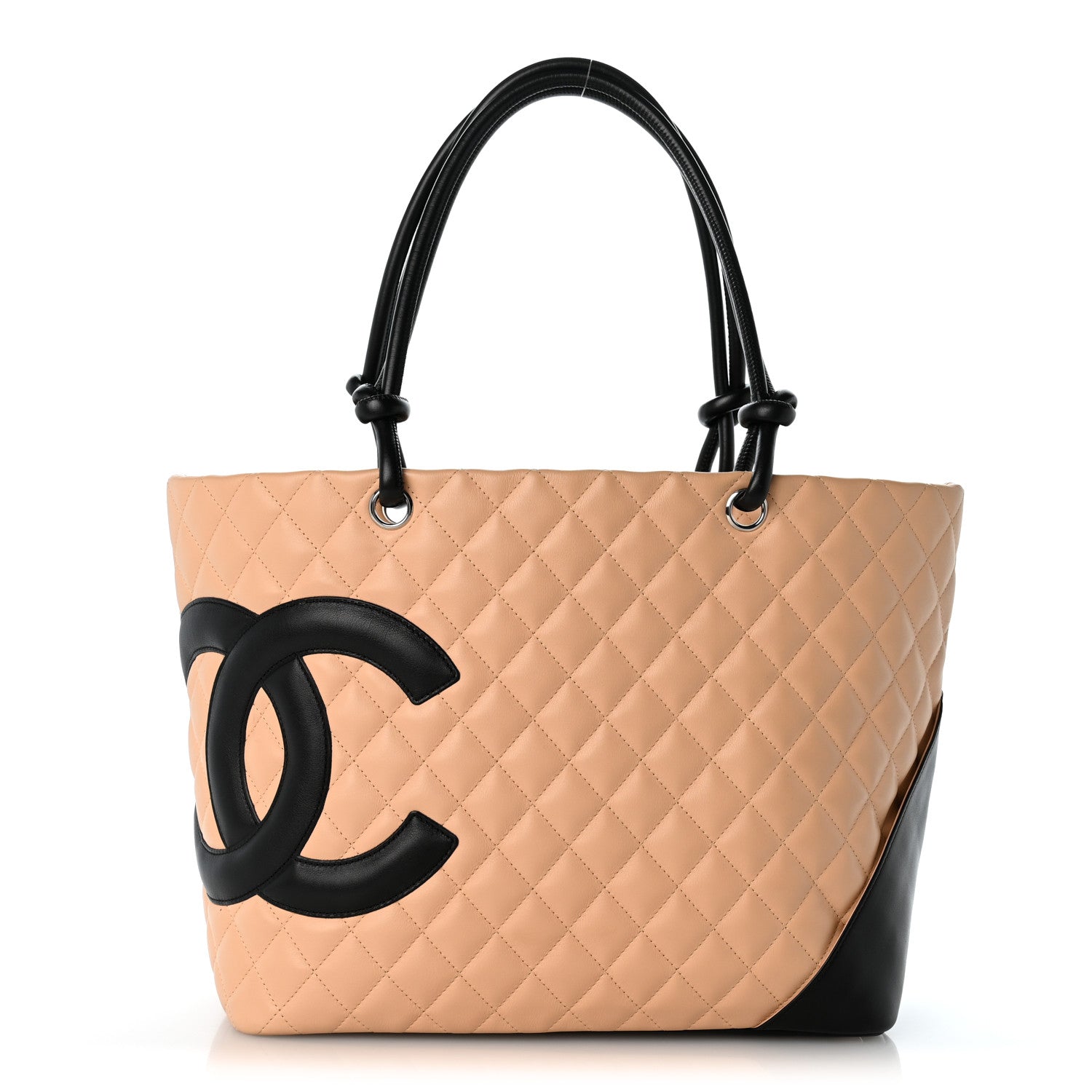 Chanel Calfskin Quilted Large Cambon Tote Beige Black 1 of 13