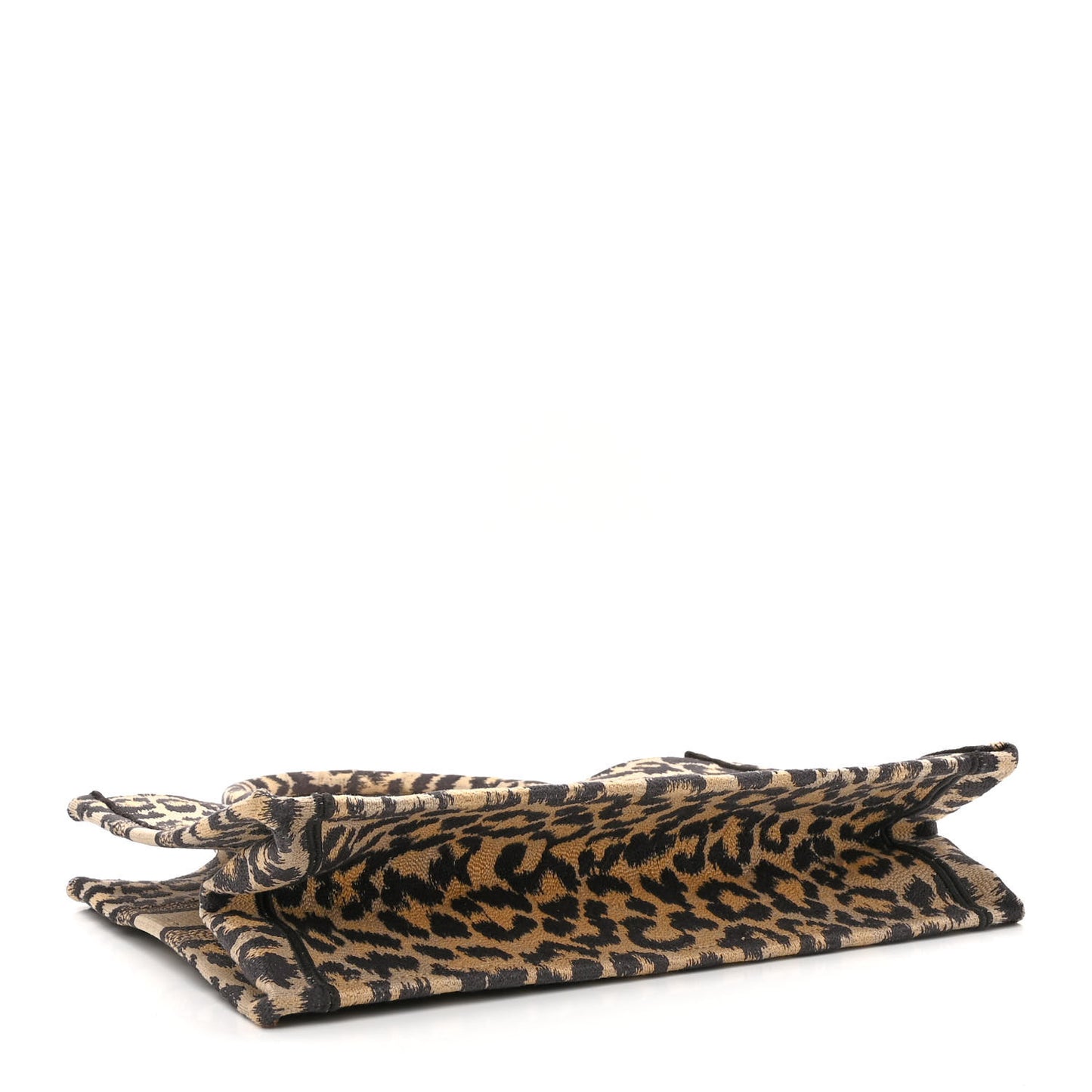 Canvas Mizza Embroidered Medium Leopard Book Tote Beige