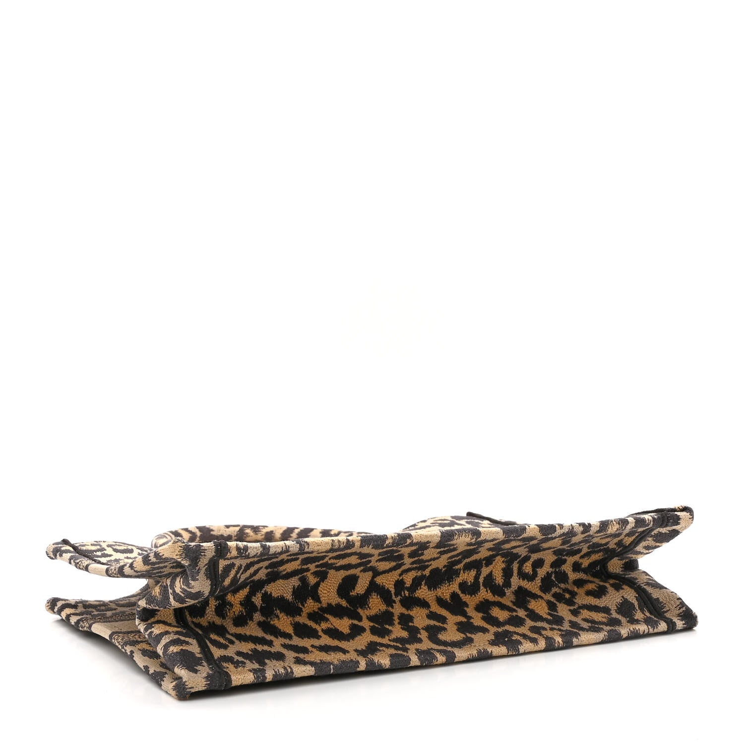 Christian Dior Canvas Mizza Embroidered Medium Leopard Book Tote Beige 4 of 10
