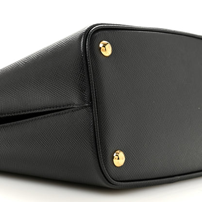 Prada Saffiano Cuir Medium Panier Bucket Bag Black Fuoco 9 of 10