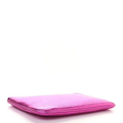 Balenciaga Metallic Goatskin Logo Large Everyday Zip Pouch Rose Fuchsia Black 4 of 8