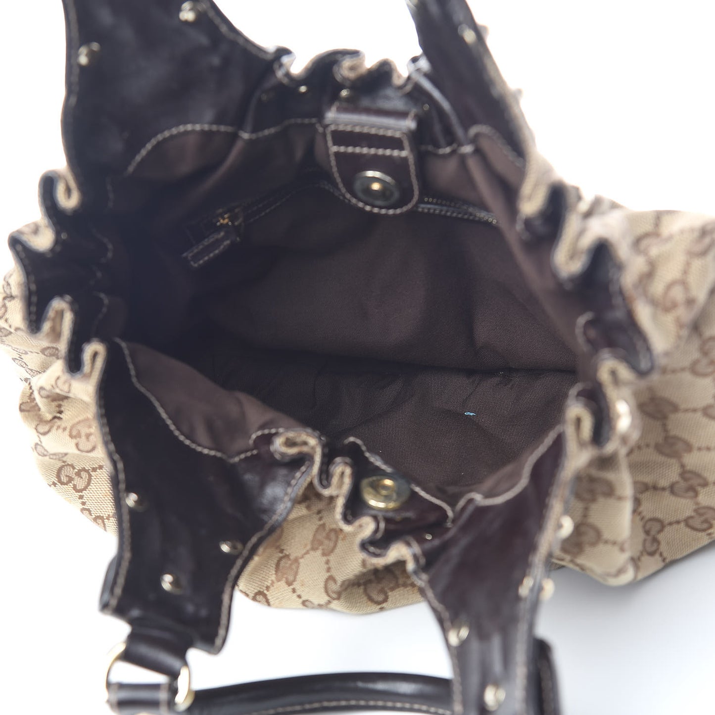 Monogram Studded Medium Pelham Tote Dark Brown