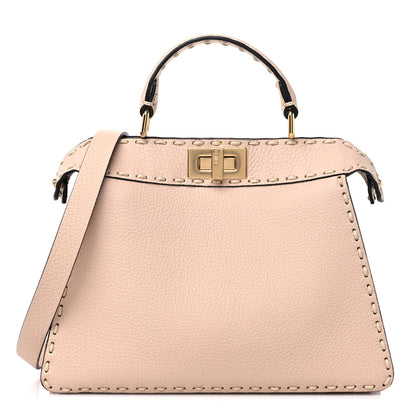 Fendi Vitello Granato Camoscio Selleria Macro Stitchings Small Peekaboo I SEE U Satchel Rosa Plaster 1 of 7