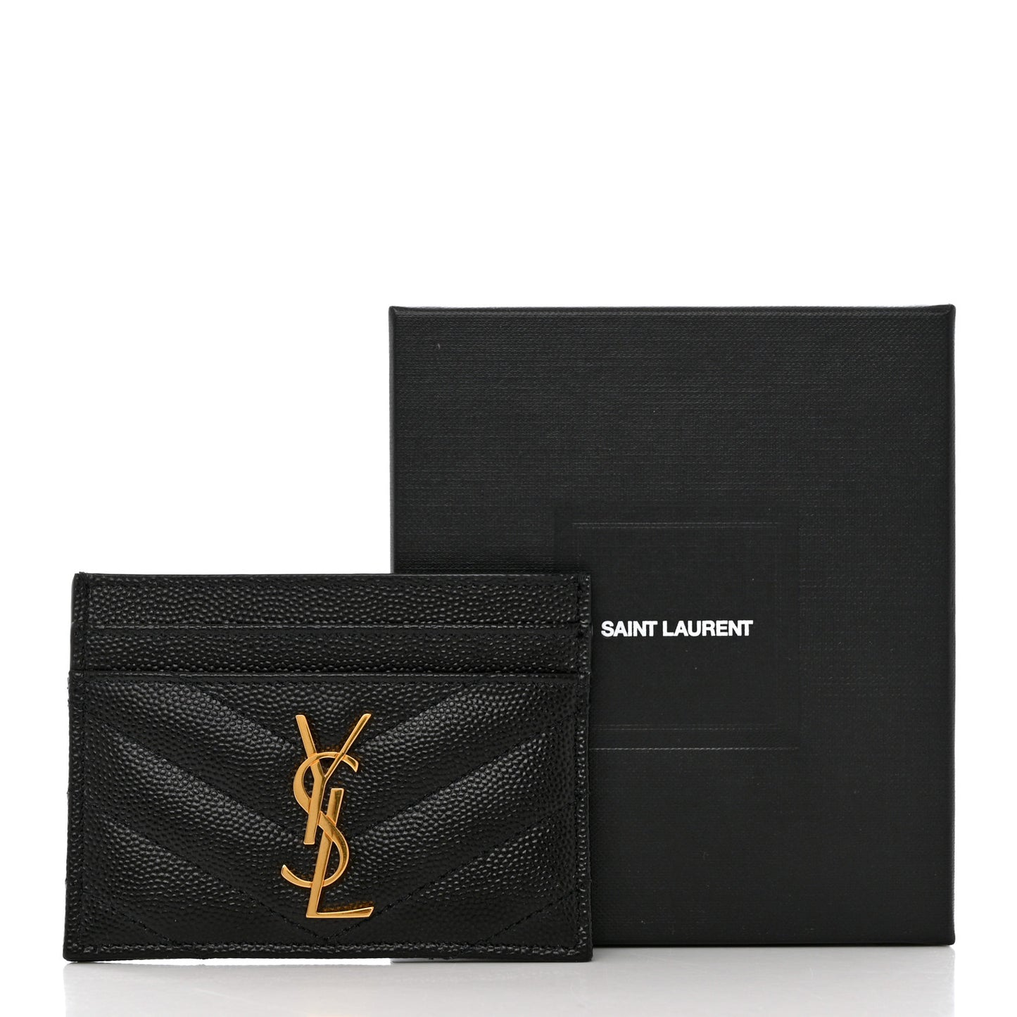 Grain De Poudre Matelasse Chevron Monogram Credit Card Case Black
