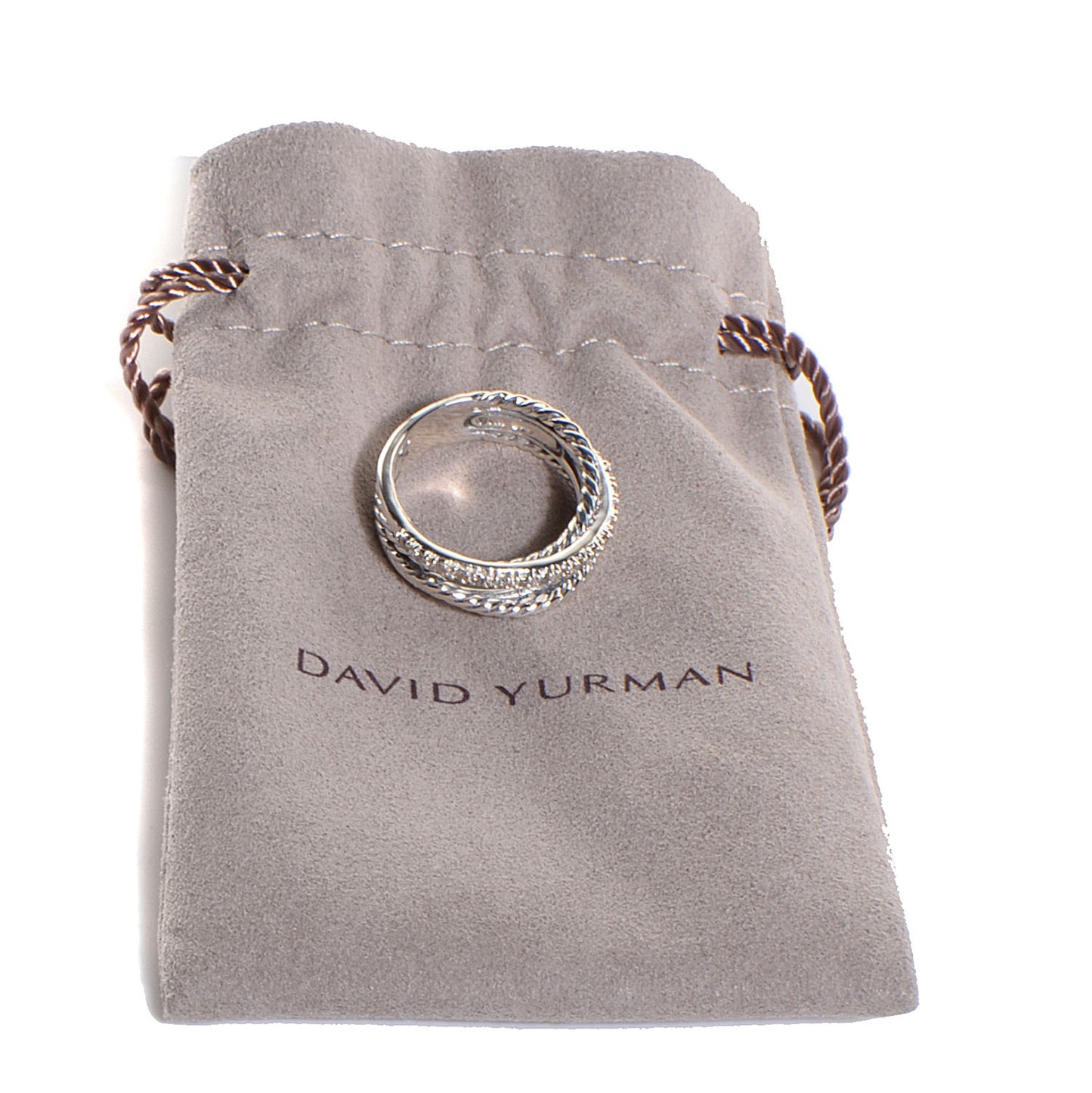 Sterling Silver Pave Diamond Crossover Ring 5