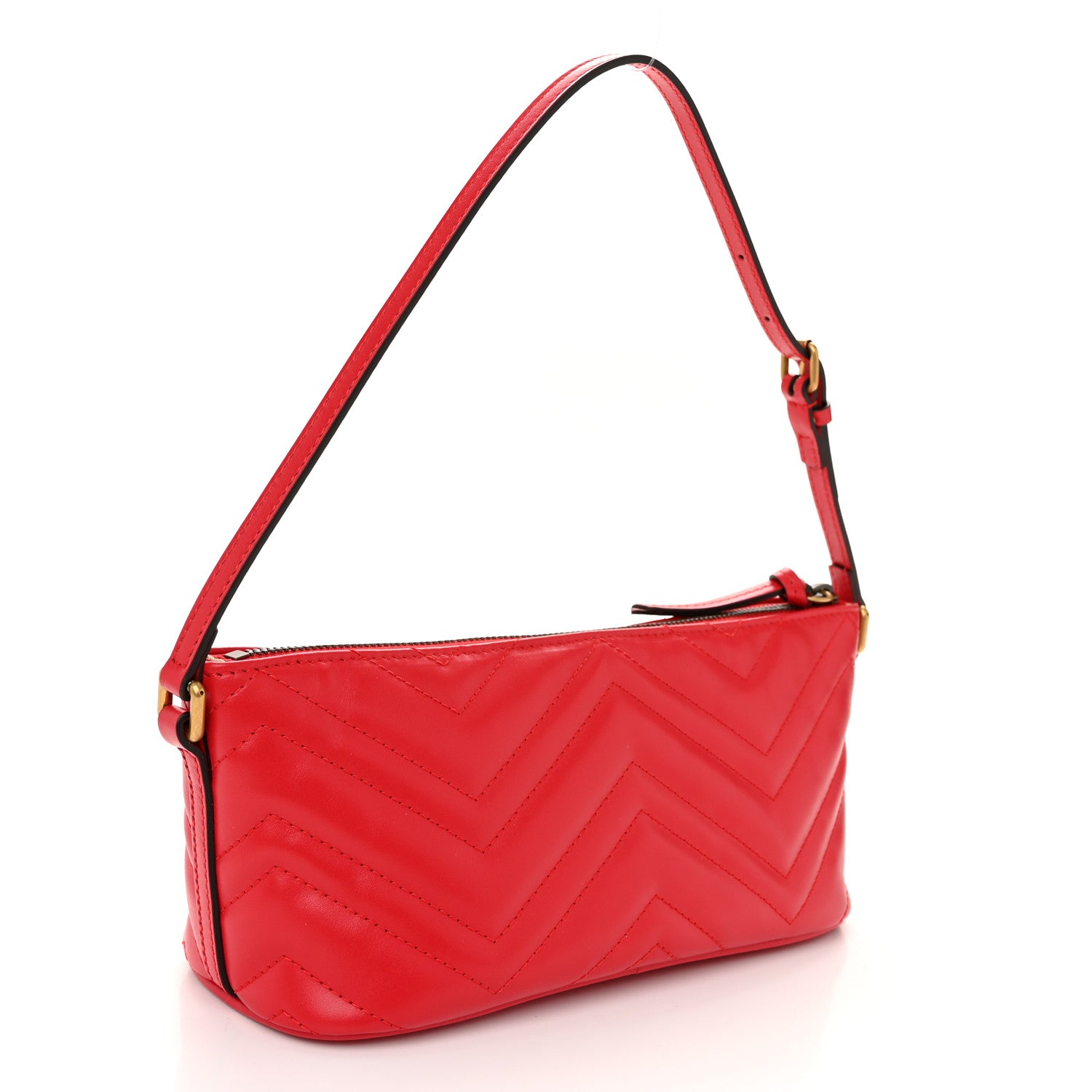 Gucci Calfskin Matelasse Chevron GG Marmont Sling Shoulder Bag Rosso 3 of 10