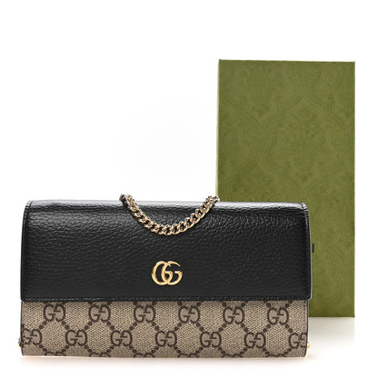 Gucci Dollar Calfskin GG Supreme Monogram Petite GG Marmont Wallet Chain Bag Black Beige Ebony 11 of 11