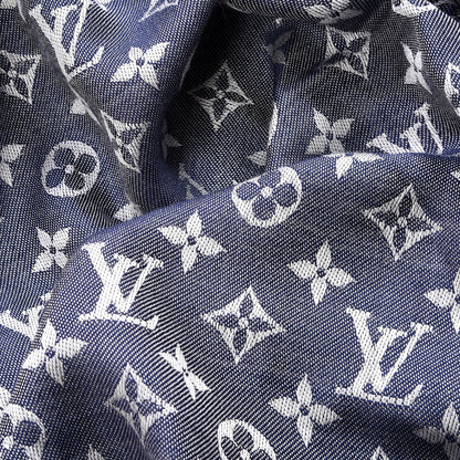 Louis Vuitton Silk Wool Monogram Denim Shawl Blue Clair 3 of 5