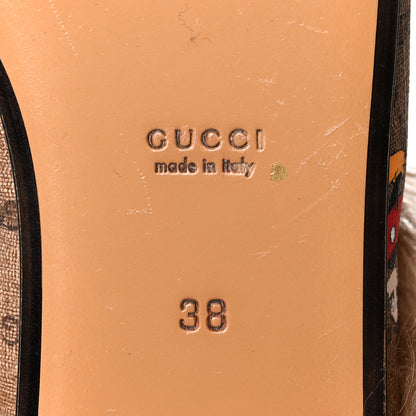 Gucci X DISNEY Mini Vintage GG Supreme Monogram Mickey Mouse Fur Womens Princetown Slippers 38 Beige Vintage Sun Oil 7 of 7