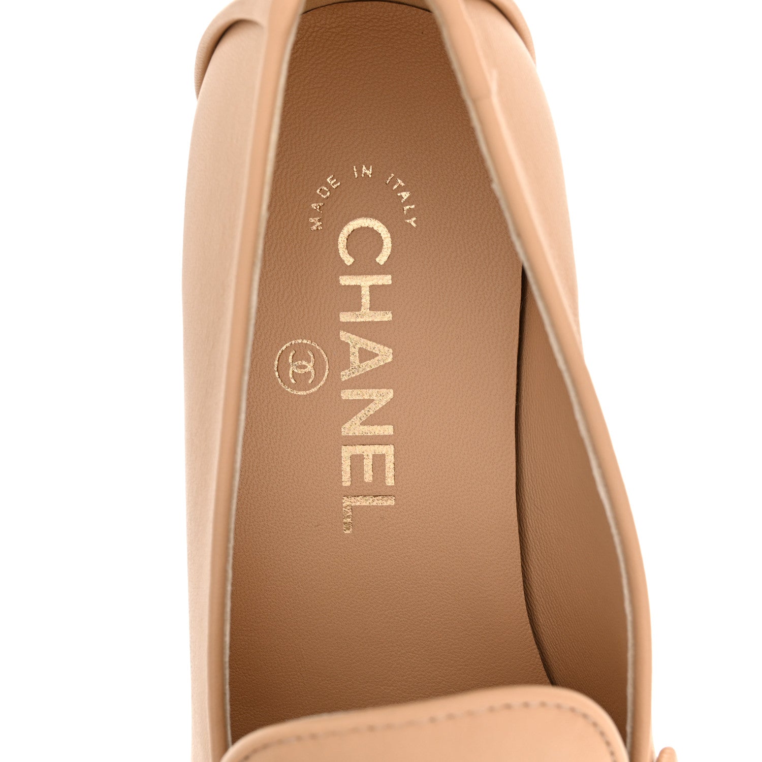 Chanel Lambskin Quilted Womens CC Loafers 37 Dark Beige 7 of 10