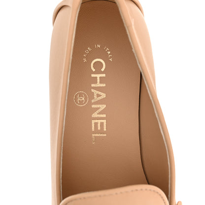 Chanel Lambskin Quilted Womens CC Loafers 37 Dark Beige 7 of 10