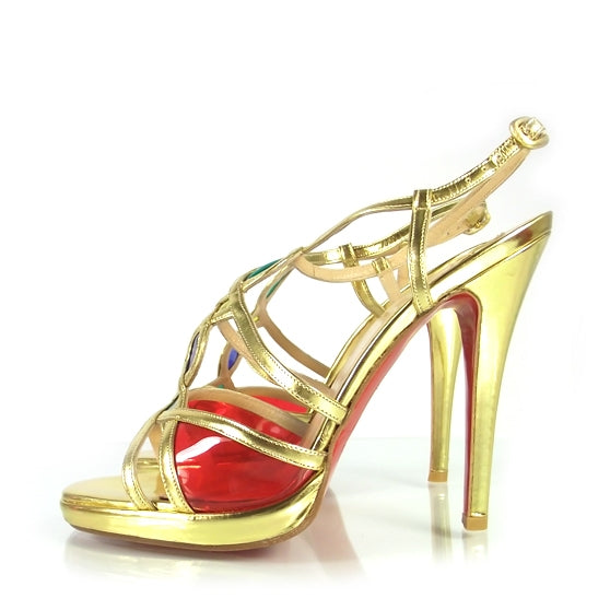 Christian Louboutin Leather Libelle 120 Sandals 36.5 Gold 2 of 6
