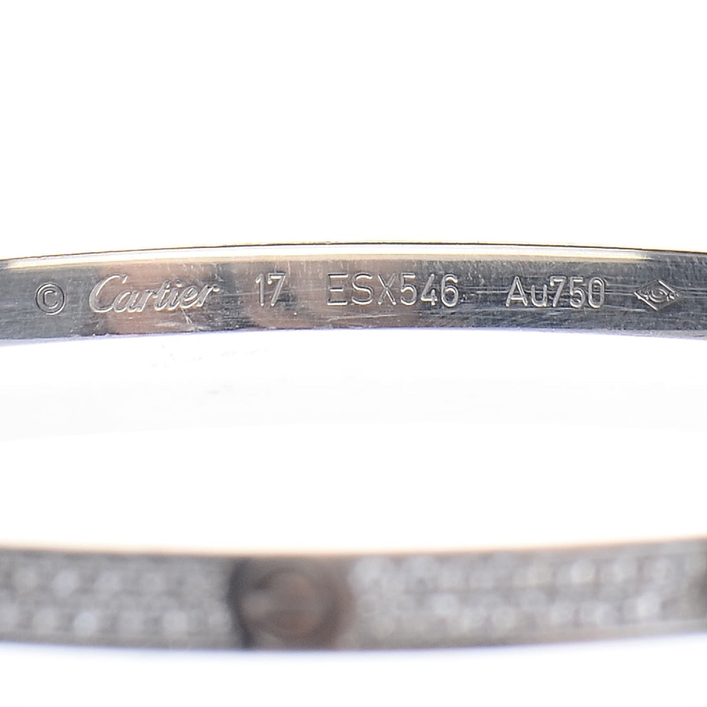 18K White Gold Diamond Small LOVE Paved Bracelet 17