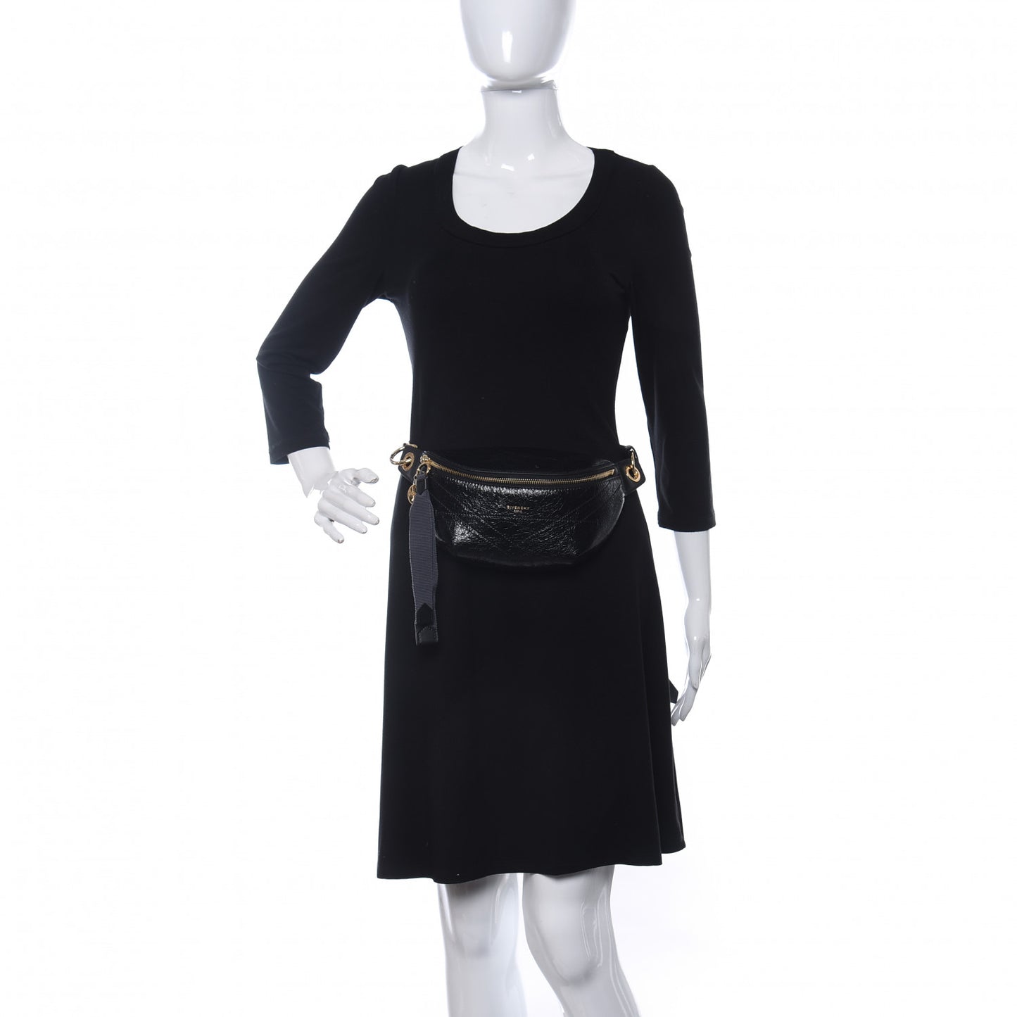 Crackle Calfskin ID Belt Bag Black