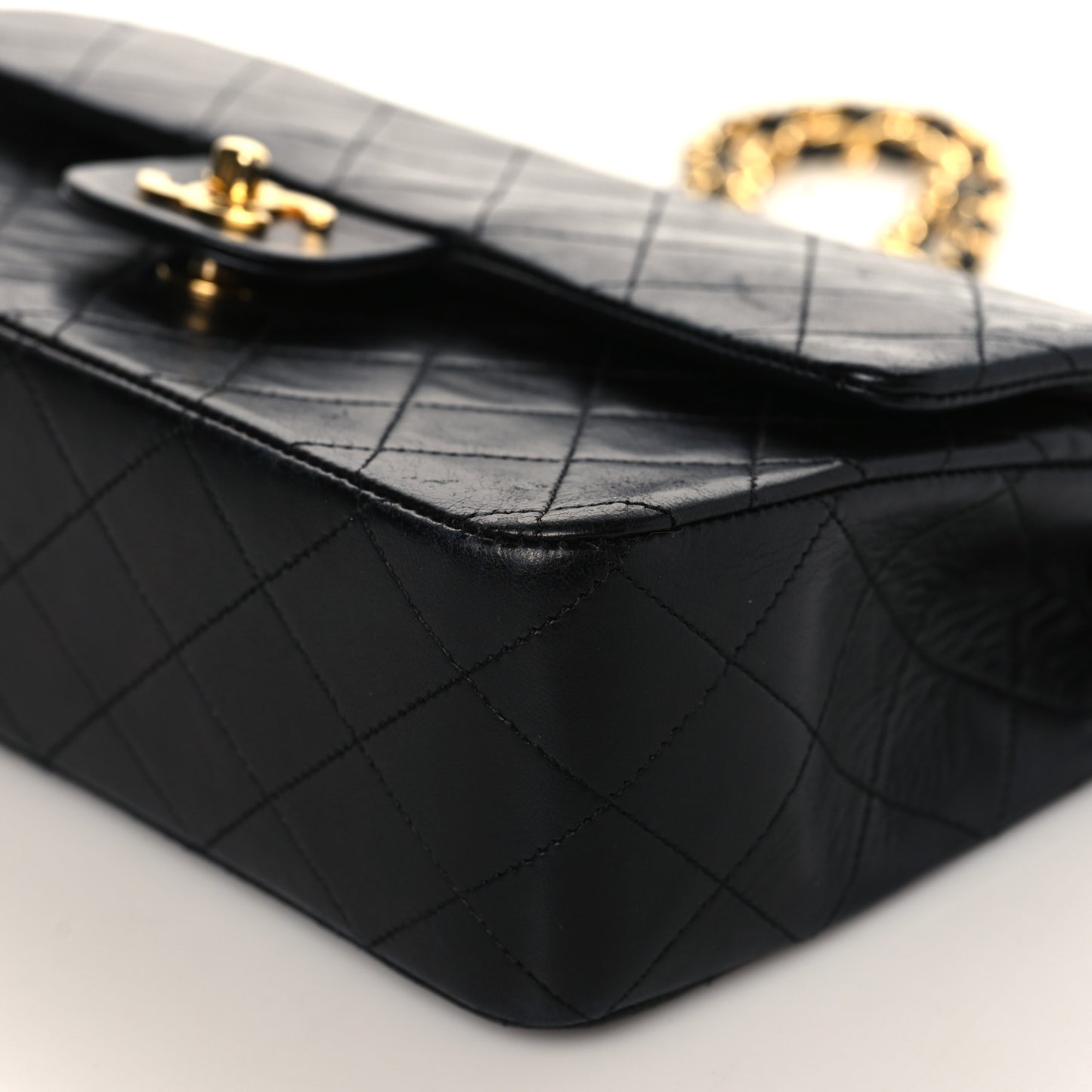 Lambskin Quilted Small Double Flap Black