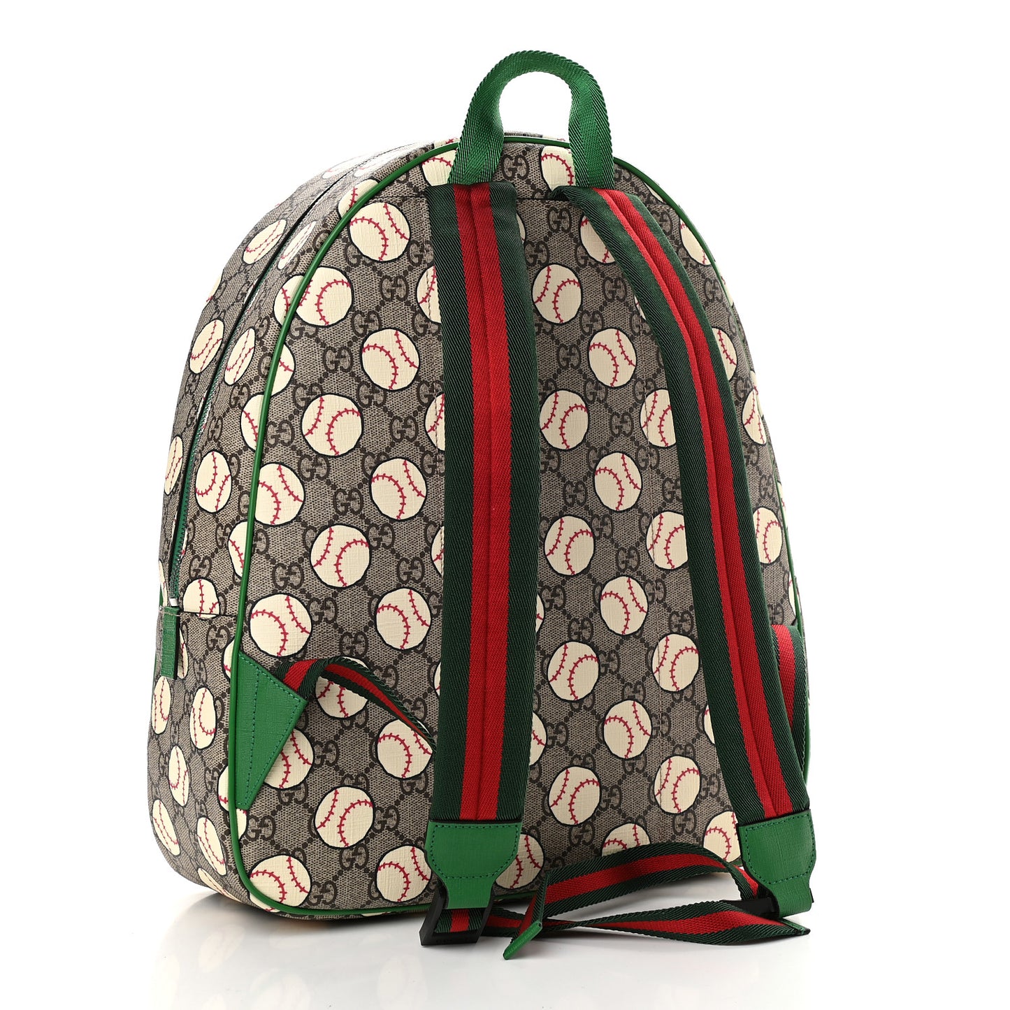 GG Supreme Monogram Baseballs Web Childrens Backpack Green