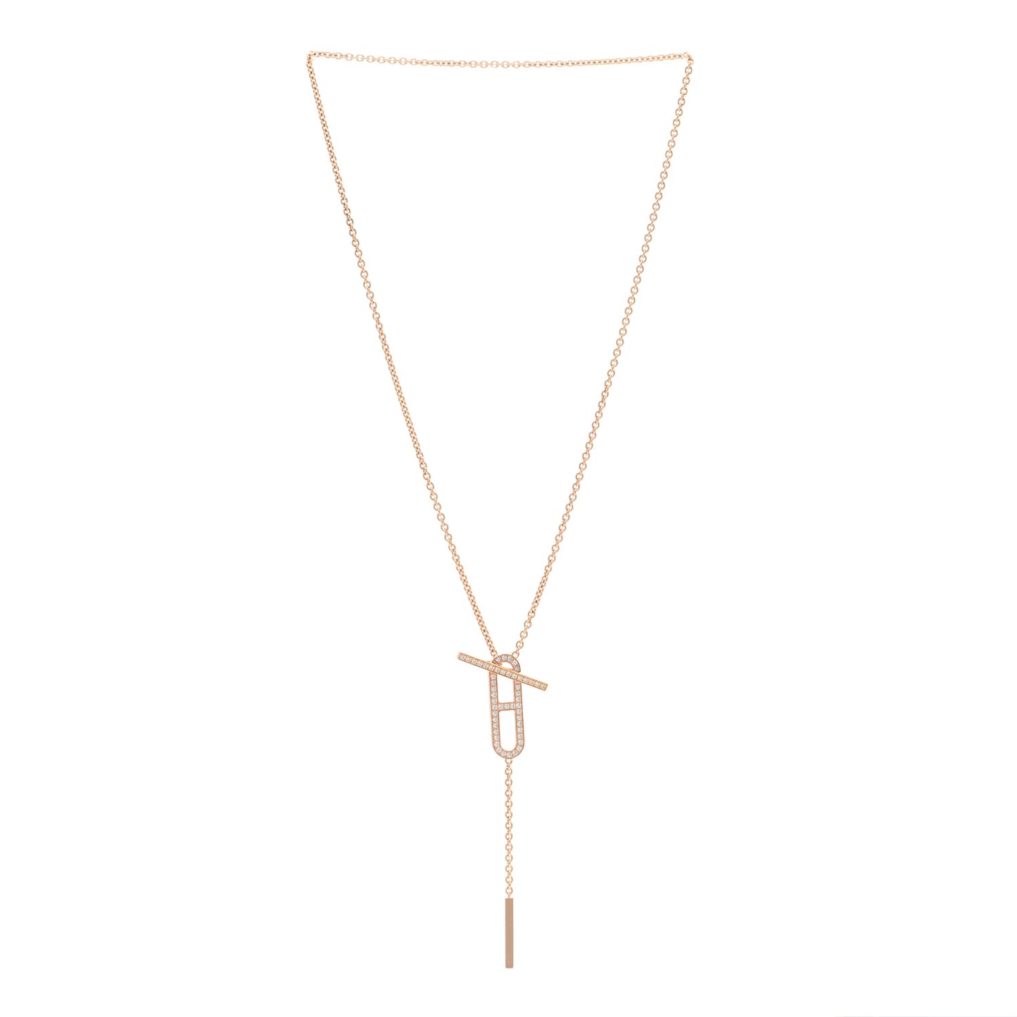 18K Rose Gold Diamond PM Ever Chaine D'Ancre Necklace SH
