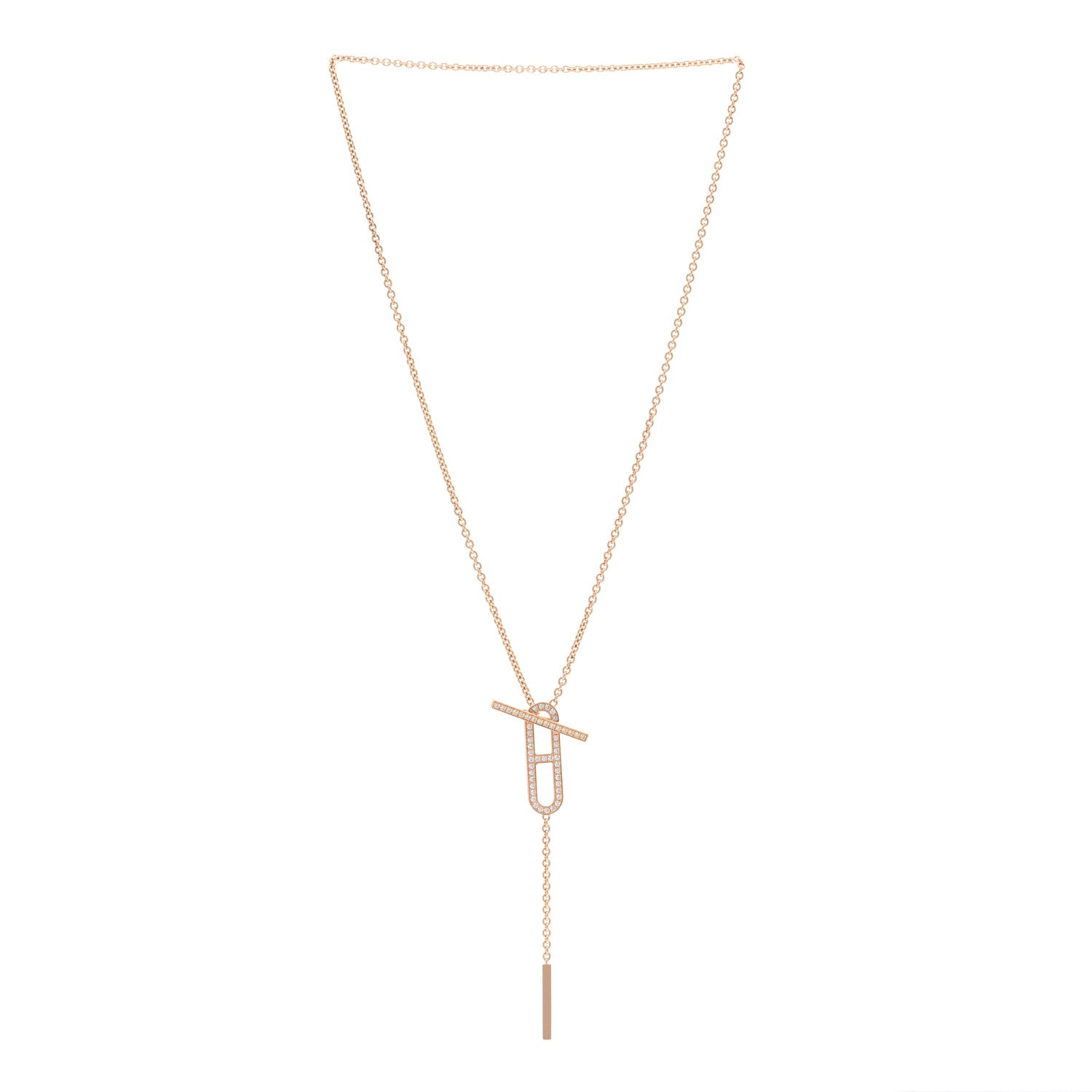 Hermes 18K Rose Gold Diamond PM Ever Chaine D'Ancre Necklace SH 3 of 5