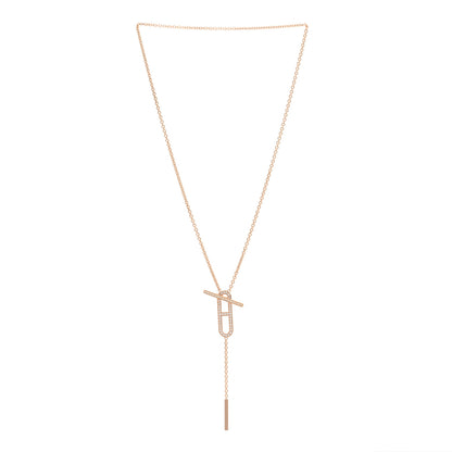 Hermes 18K Rose Gold Diamond PM Ever Chaine D'Ancre Necklace SH 3 of 5