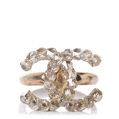 Chanel Metal Crystal CC Ring 6.5 Gold 1 of 4