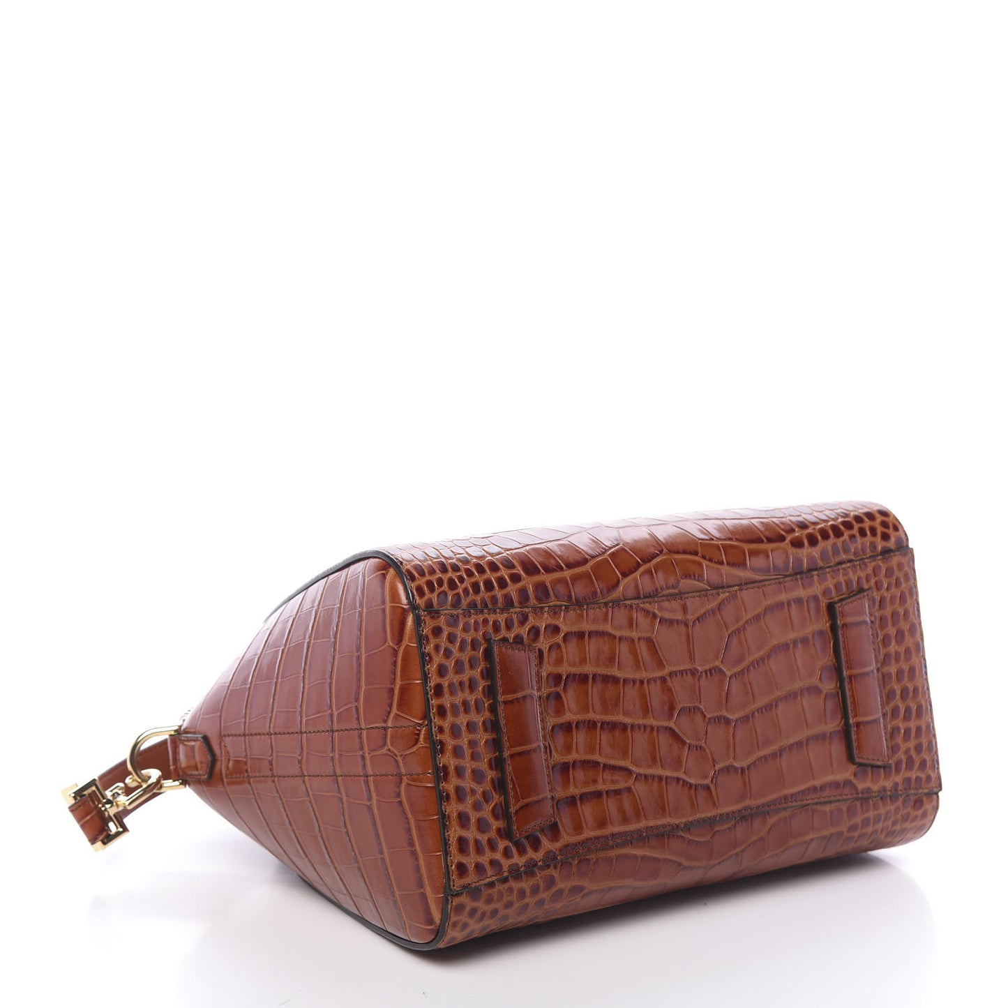 Calfskin Crocodile Embossed Small Antigona Cognac