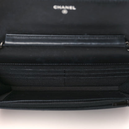 Chanel Patent Quilted Wallet On Chain WOC Black 5 of 12