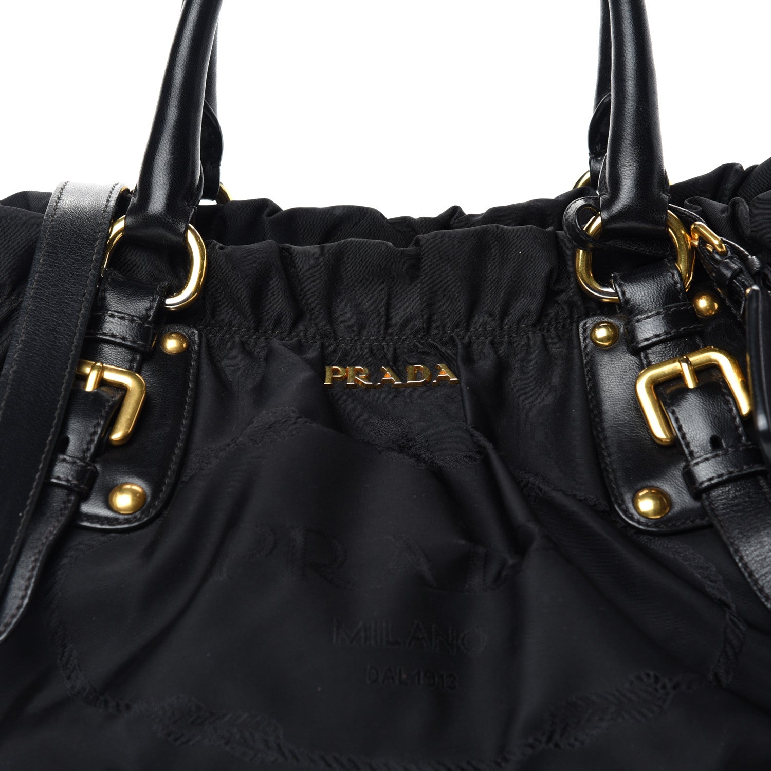 Prada Tessuto Nylon Jacquard Logo Tote Black 9 of 9